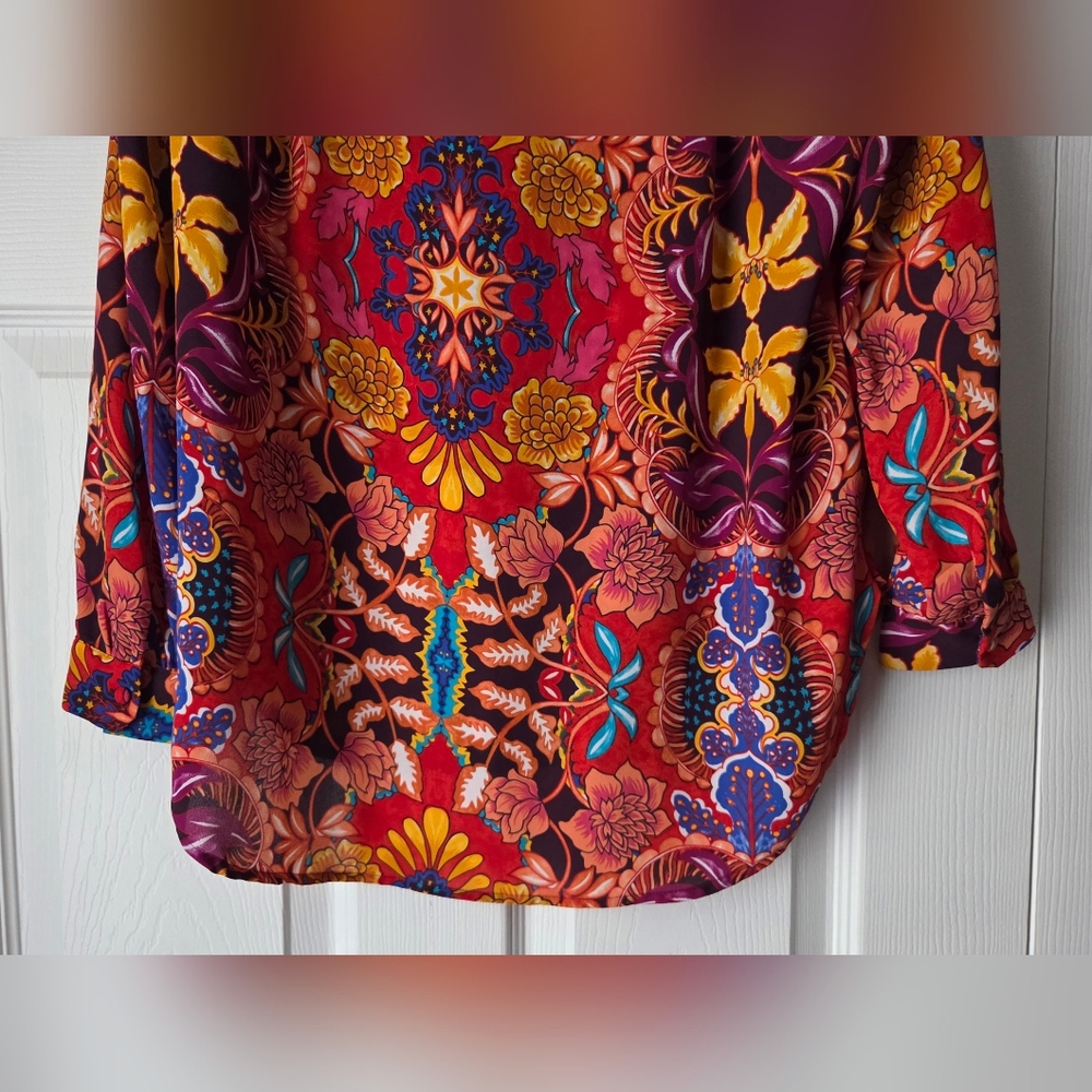 LOFT Boho Mixed Floral Paisley Split Sleeve Blouse – Size SP Excellent Condition - Picture 11 of 14